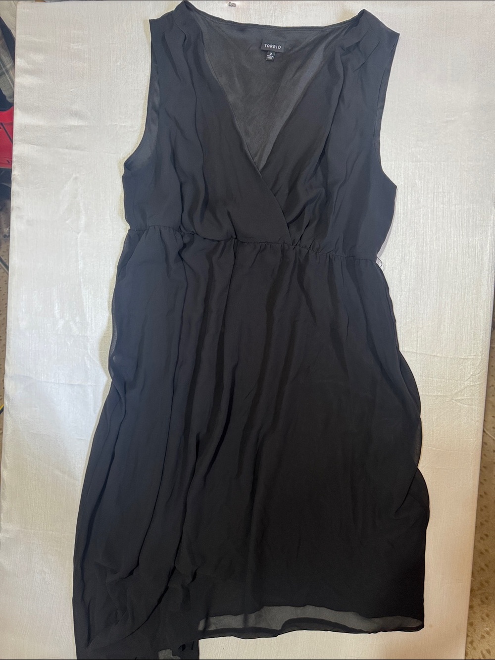 torrid Black Sleeveless V-Neck Chiffon Wrap Mini Dress0037